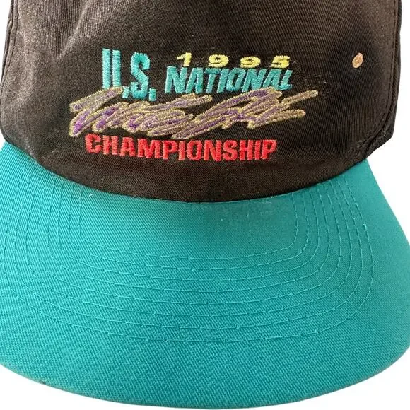 Vintage 1995 US National Water Ski Championship Baseball Cap Teal Snap Back Hat